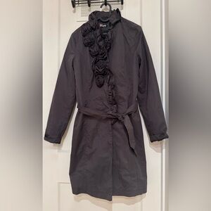 Elegant Black Coat with Ruffle Detail